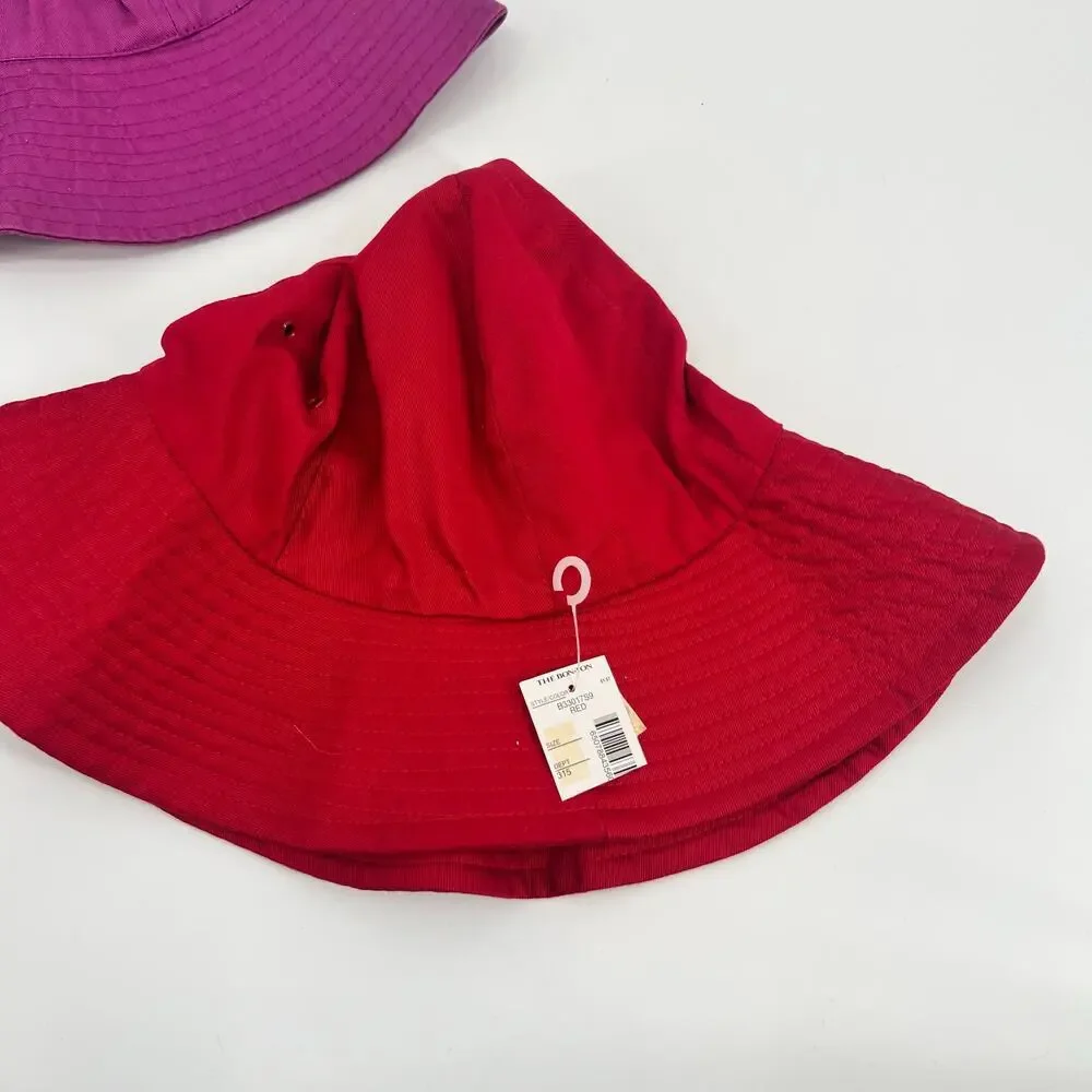 VINTAGE bundle / lot purple & NEW red bucket hat women 100% cotton lightweight - Picture 3 of 6